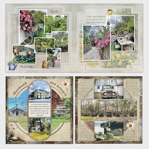 Sjablonen voor digitaal plakboek, dubbele pagina, digitale sjablonen voor twee pagina's, digitale sjabloon, plakboeksjablonen 12 x 12 (#914-DP, #912, #913)