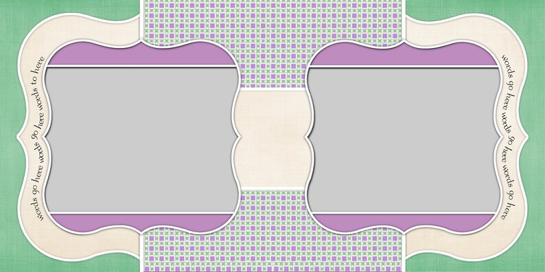24x12 Digital Scrapbook Double Page Template 421-DP
