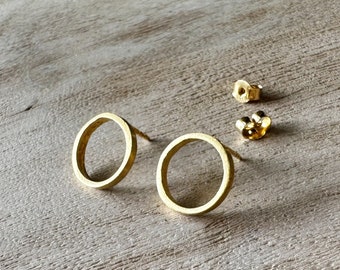 Puces d'oreilles cercle • Argent ou or • Créoles • Boucles d'oreilles rondes montantes • Petites puces d'oreilles • Boucles d'oreilles minimalistes, cadeau d'un ami