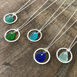 Sea glass necklace Sterling silver, Turquoise Blue Green, Handmade genuine sea glass jewelry, Sea glass pendant, Mothers Day Gift for her image 5