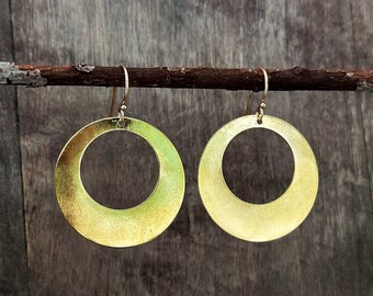 Golden African earrings, boho dangle earrings, round everyday earrings, large hoop earrings, statement earrings, boho jewelry, gift for her