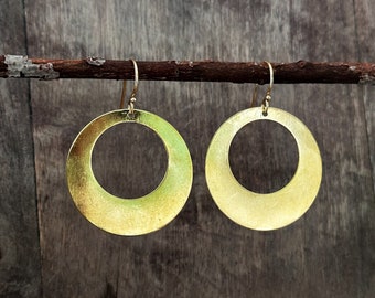 Golden boho earrings, round everyday earrings, large hoop earrings, gold earrings dangle, statement earrings, boho jewelry, gift for her