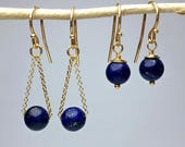 Lapis Lazuli Earrings, Blue Earrings Small or Long, Silver or Gold Drop Earrings Simple Lapis Earrings Lapis Lazuli Jewelry Everyday Jewelry