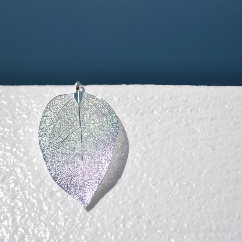 Boho necklace natural leaf pendant Nature jewelry KN511 Silver Long necklace for women Unique gifts for women Real leaf necklace in gold