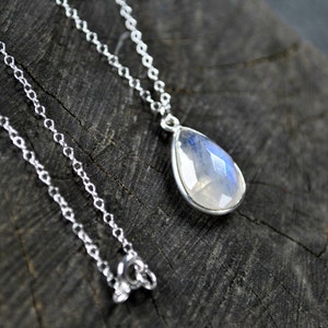 Genuine Moonstone Necklace, Sterling Silver, Rainbow Moonstone Pendant, June Birthstone, Dainty Moonstone Jewelry, Handmade Gift for women image 5