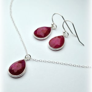 Echte Ruby oorbellen in sterling zilver 925 Rode steen Teardrop oorbellen Ruby Sieraden voor dames Juli Birthstone Sieraden Cadeau voor haar afbeelding 3