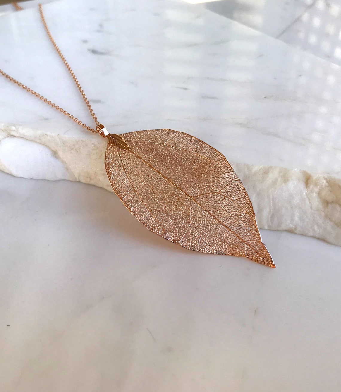 Real Leaf Necklace Gold Long Leaf Necklace Gift for Women Etsy