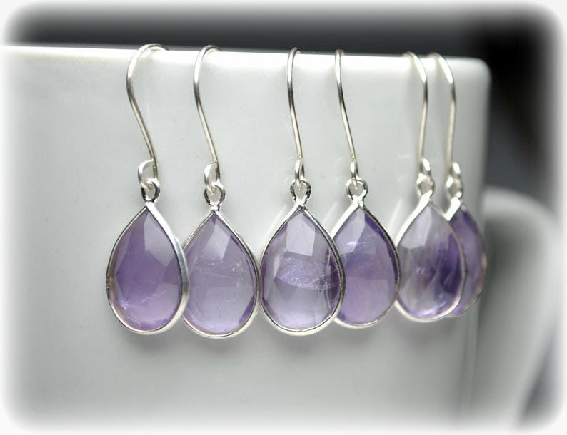 Genuine Amethyst Earrings Dangle Sterling Silver Purple Drop | Etsy