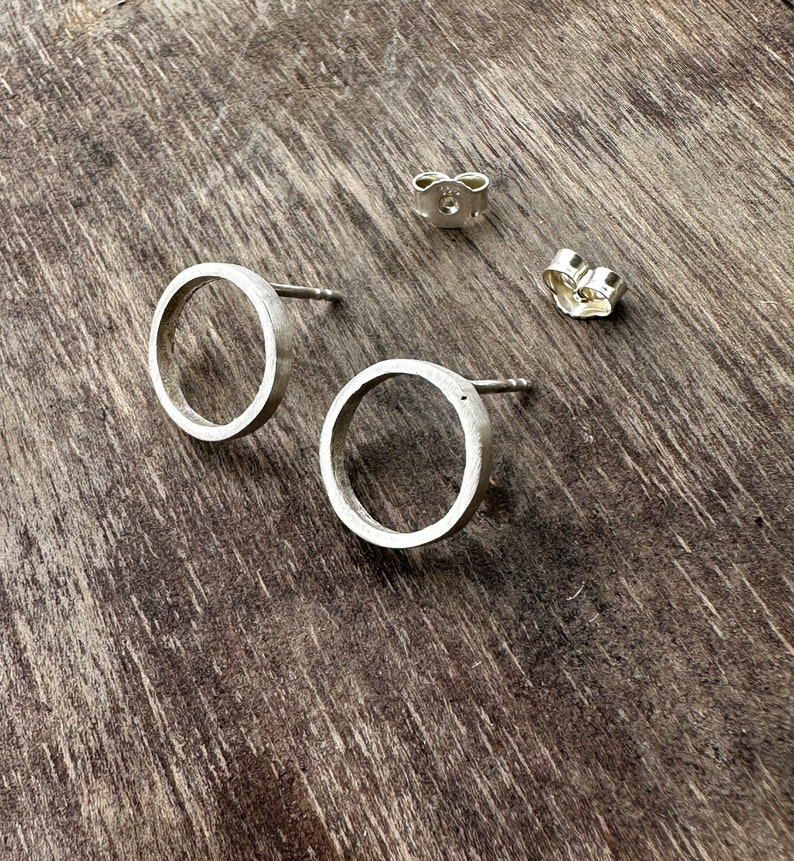 Circle Stud Earrings Silver or gold Hoop Earrings Open Circle Post Earrings Small Stud Earrings Minimalist Earrings Friends Gift image 6