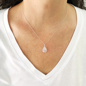 Genuine Moonstone Necklace, Sterling Silver, Rainbow Moonstone Pendant, June Birthstone, Dainty Moonstone Jewelry, Handmade Gift for women image 4