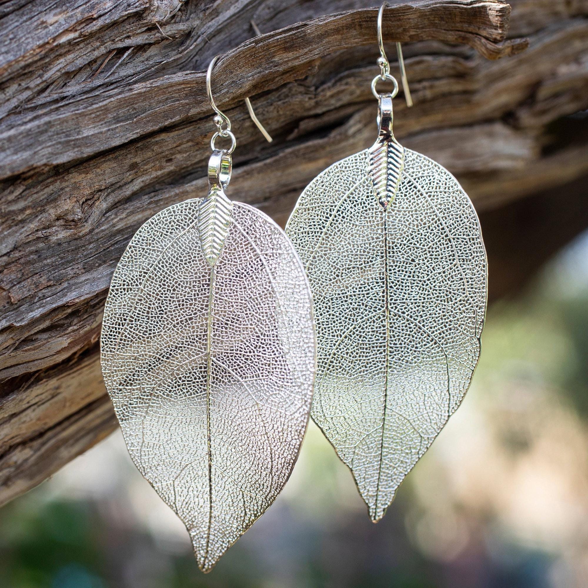 Orecchini pendenti a forma di foglia alla moda in argento Sterling 925
