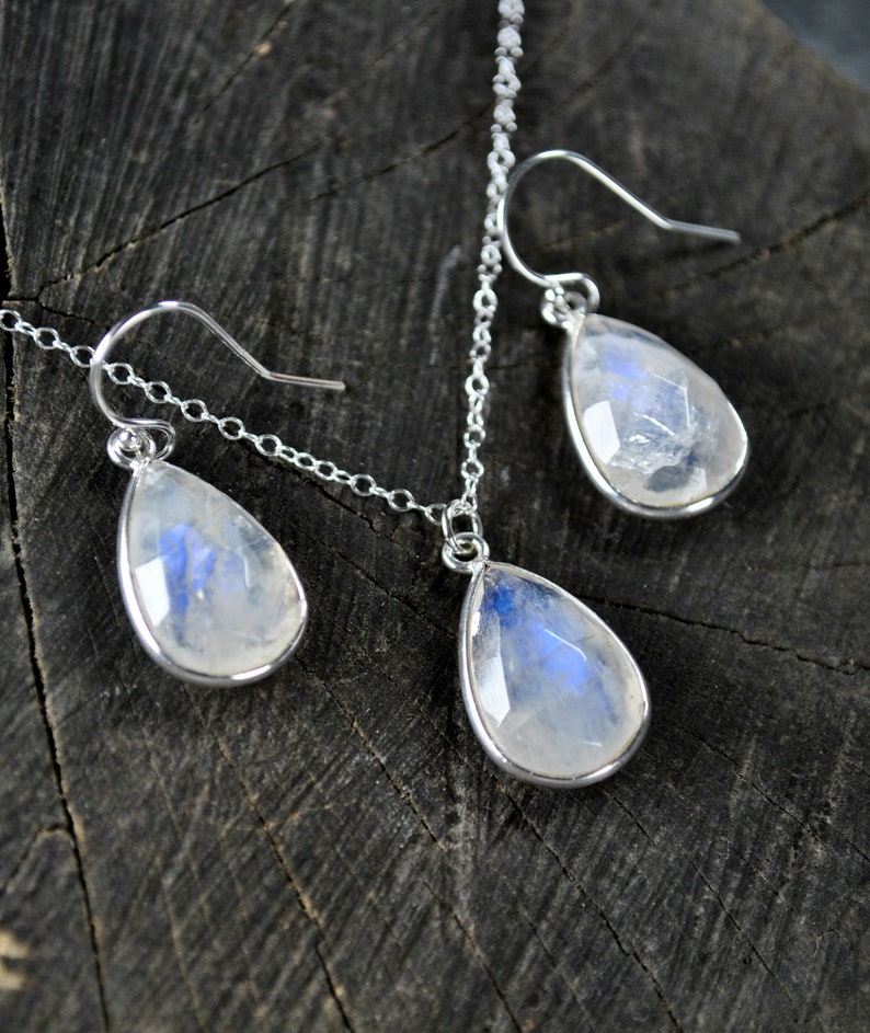 Genuine Moonstone Necklace, Sterling Silver, Rainbow Moonstone Pendant, June Birthstone, Dainty Moonstone Jewelry, Handmade Gift for women image 9