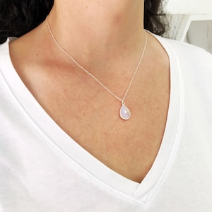 Genuine Moonstone Necklace, Sterling Silver, Rainbow Moonstone Pendant, June Birthstone, Dainty Moonstone Jewelry, Handmade Gift for women image 2