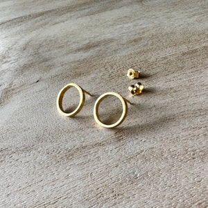 Circle Stud Earrings Silver or gold Hoop Earrings Open Circle Post Earrings Small Stud Earrings Minimalist Earrings Friends Gift image 7