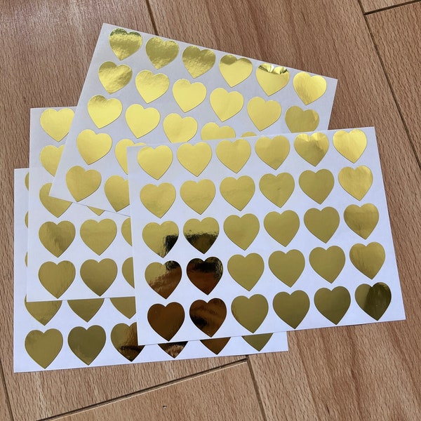 goldene Herz Aufkleber | glänzende Aufkleber | 10 Stück | Liebe Sticker | Herzen | Aufkleber Bogen glänzend | goldene | Herz Stickerbogen