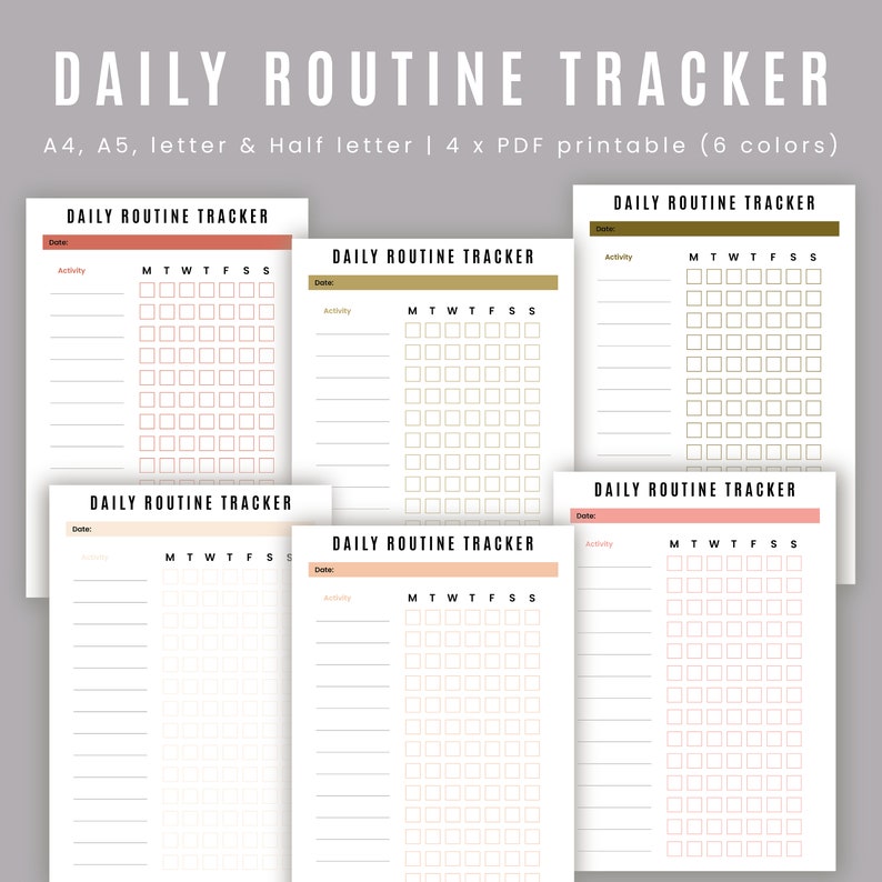Daily Routine Tracker Printable Sheet Printable PDF - Etsy