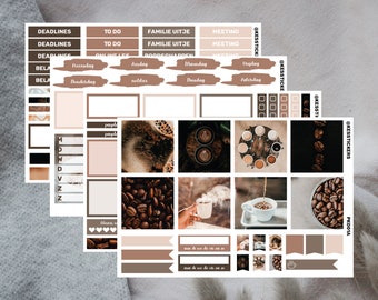 Coffee planner sticker kit | Erin Condren | voor Mascha planner | 163 coffee sticker  | weekly kit planning | decoration | En Nl Du | koffie