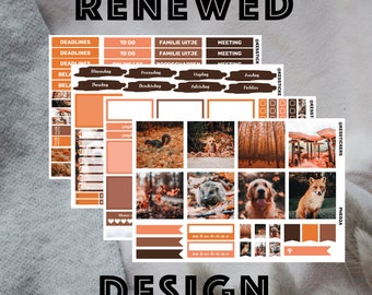 Autumn animals planner sticker kit | Erin Condren | Mascha planner | 163 stickers  | weekly kit planning | decoration | En Nl | autumn leave
