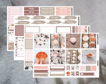 Shells planner sticker kit | Erin Condren | Mascha planner | 163 stickers  | weekly kit planning | decoration | En Nl Du | Shells beach sand