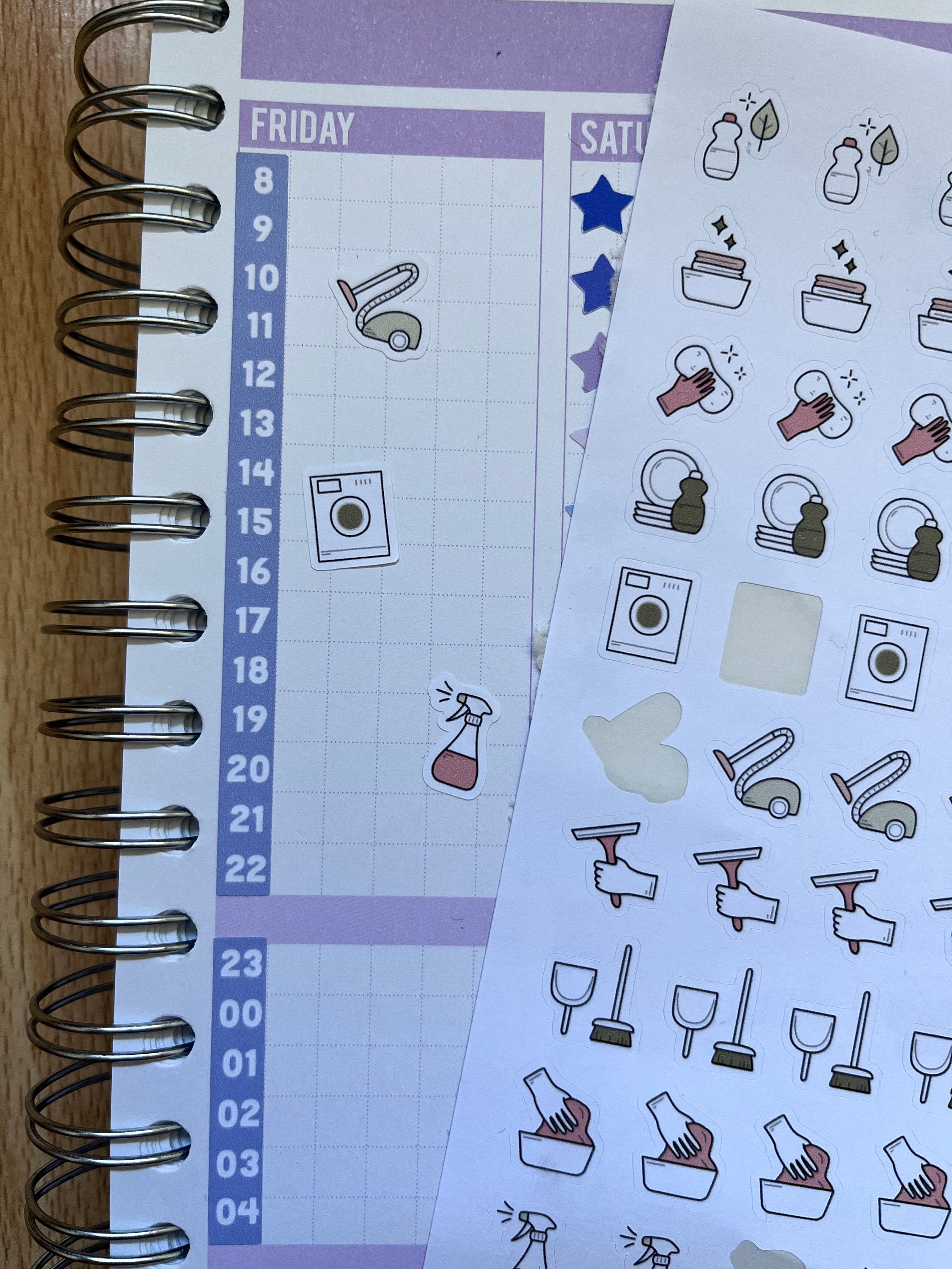 Machine Clean Sticker Cute Cleaning Sticker Sheet | Doodle Stickers | Cleaning to Do | Sticker ...