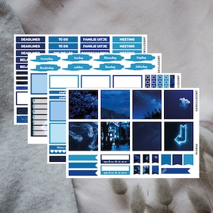 Dark blue planner sticker kit | Erin Condren | Mascha planner | 163 stickers | weekly kit planning | decoration | En Nl Du | dark blue blauw
