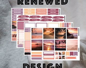 Beach sunset planner stickerkit | Erin Condren | Mascha planner | 163 stickers | weekly kit planning | decoration | En Nl| sunset beach