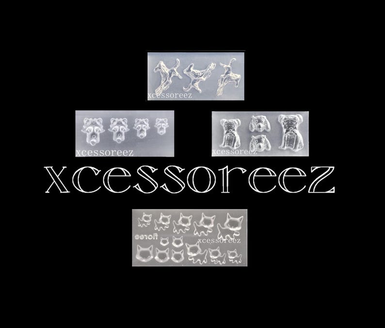 Miniature Silicone Molds: Horses, Dog Face, Poodles/Bulldog Pups, Kitty's for Nail Art, ect. imagen 1