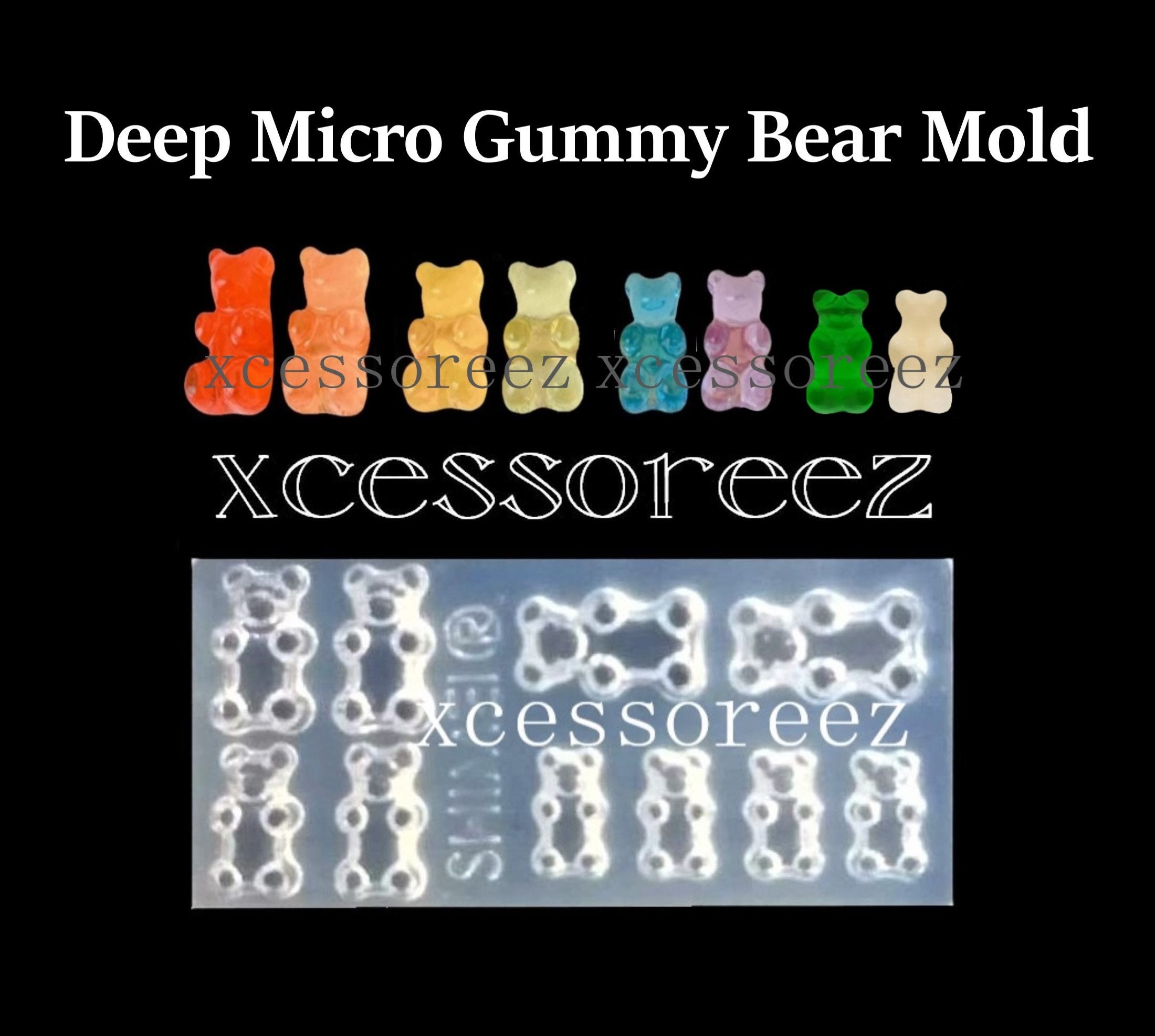 LUSHYUM Large Gummy Bear Molds 5 mL, BPA-Free Silicone Chocolate Candy Gummy Molds with 4 Droppers and Cleaning Brush 140 Cavity, Set of 4