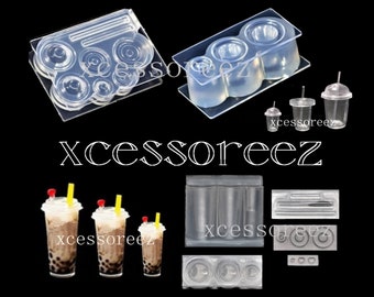 3D Silicone Dollhouse Miniature "TO GO CUPS" Molds 3 Sizes w/Lids and Straws, 2 styles available on this listing.