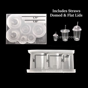 3D Silicone Dollhouse Miniature TO GO CUPS Molds 3 Sizes w/Lids and Straws, 2 styles available on this listing. To Go Cups w/Lids