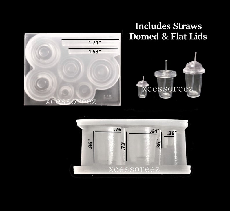 3D Silicone Dollhouse Miniature TO GO CUPS Molds 3 Sizes w/Lids and Straws, 2 styles available on this listing. To Go Cups w/Lids