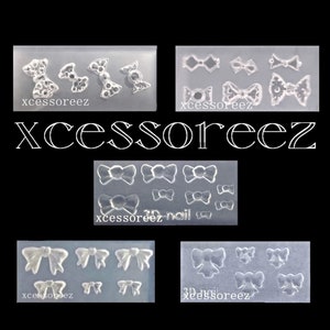 Miniature Silicone Bow Molds with & w/o Gems for Nail Art, Jewelry, Dollhouse Crafts, ect.