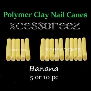 Polymer Clay Canes: 4pc Asst Strawberry, 4pc & 10pc Banana for Dollhouse Miniature Faux Foods, Nail Art, ect.