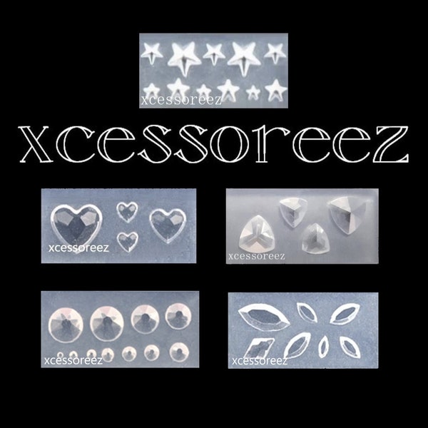 Miniature Gem Molds: Stars, Hearts, Concave Trilliants, Rounds & Marquise for Nail Art, Jewelry, ect.