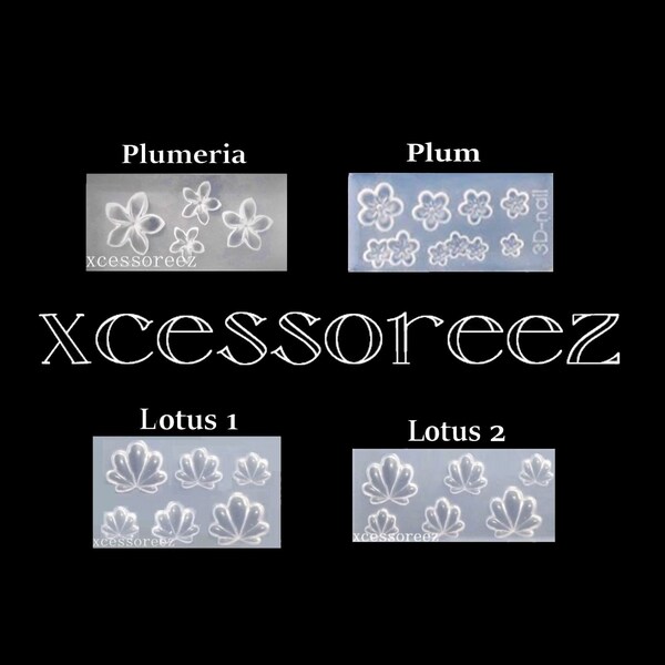 Miniature Silicone Tropical Flower Molds: Plumeria, Cherry Blossoms, Oahu, Plum Blossoms, Lotus, Nail Art, Jewelry, ect