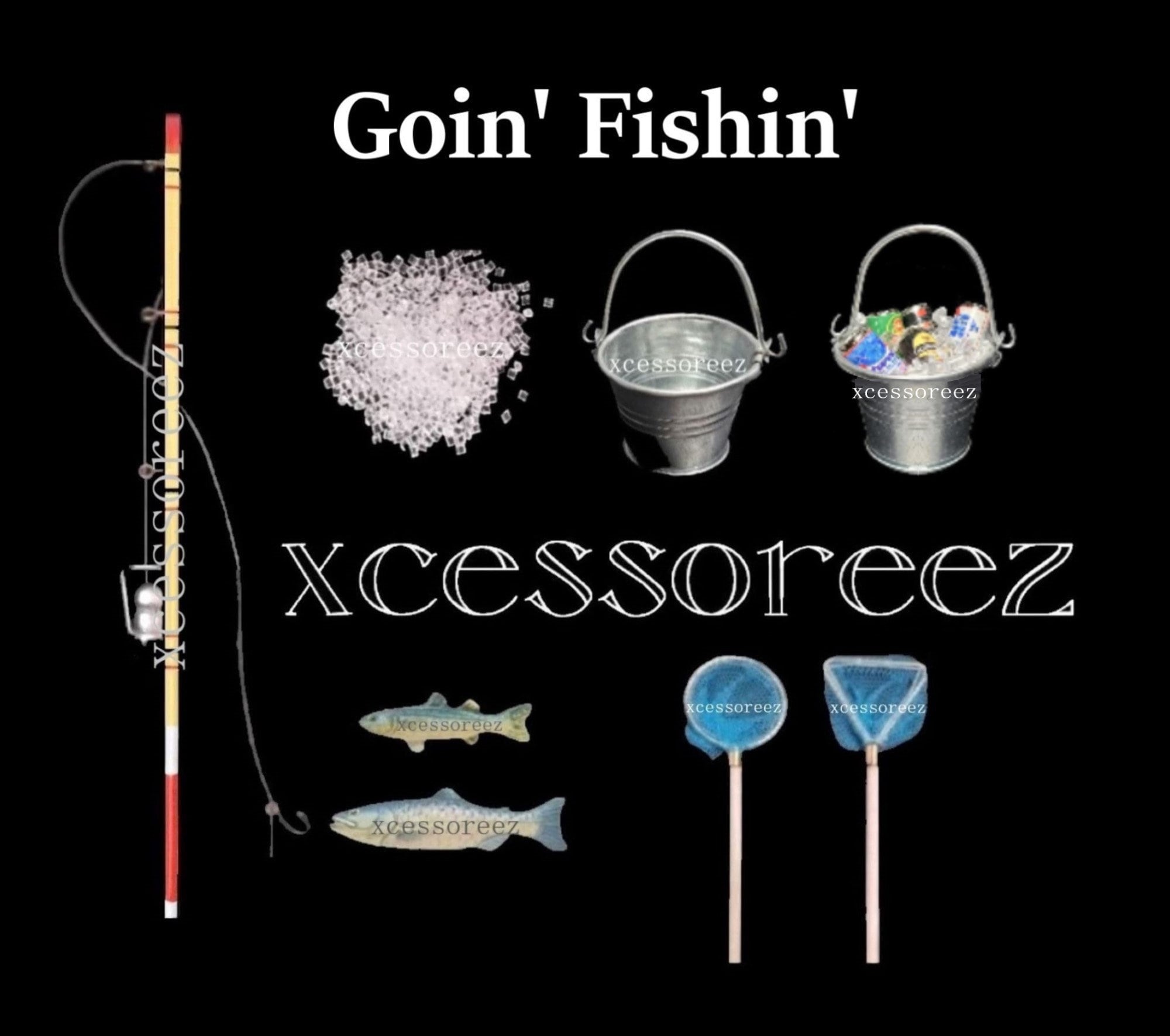 1 Set of Fishing Pole Decor Photography Props Mini Fishing Net Toy  Decorative Minihouse