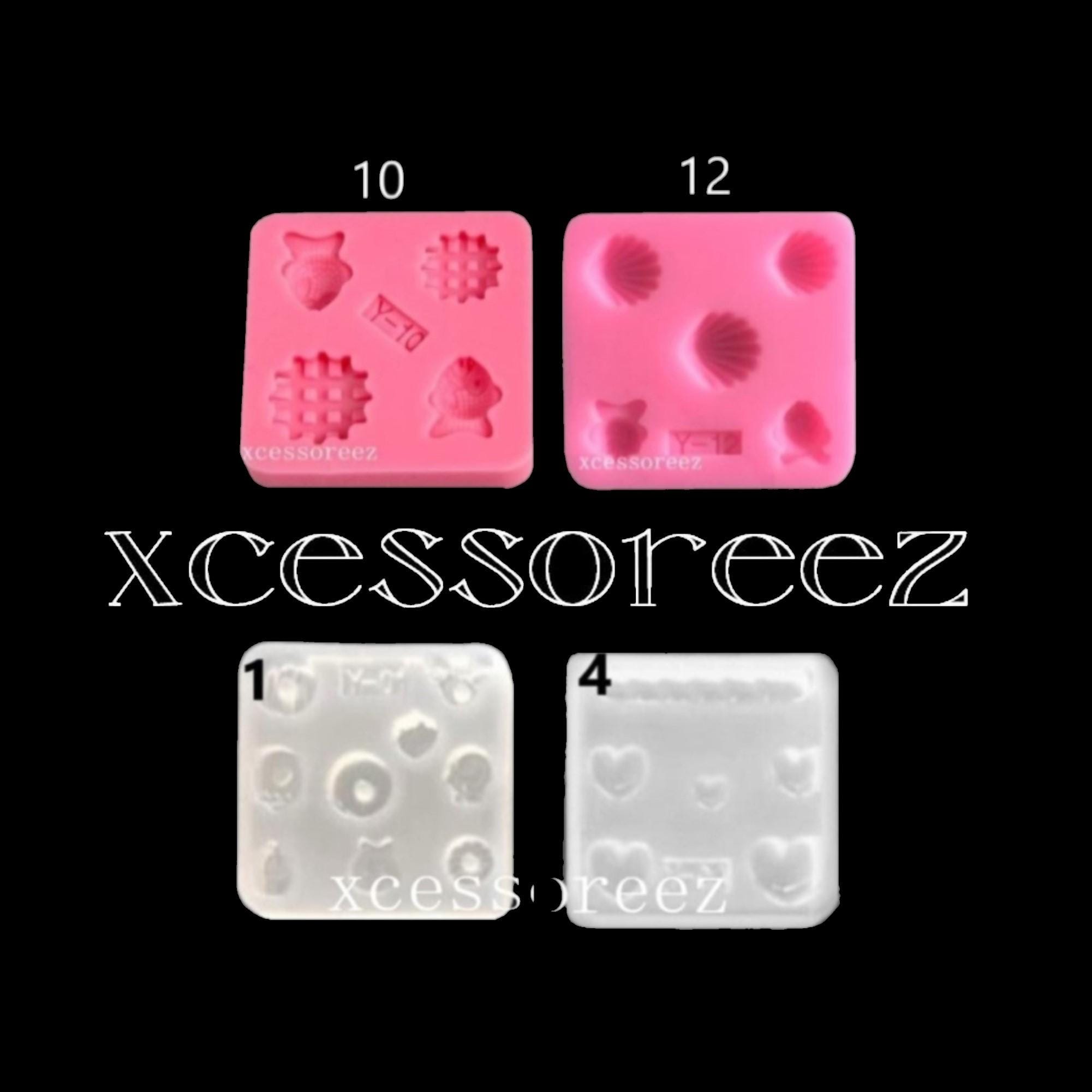 Dollhouse Miniature PINK & TRANSPARENT Faux Food Molds; Bread, Cookies, Fish Crackers, Cinnamon Buns, for Nail Art, Jewelry, ect.