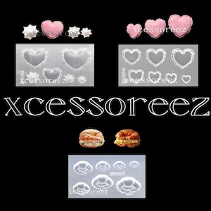 HIGHLY DETAILED Dollhouse Miniature Heart Macaroon with or w/o Cream Swirls & Crabby Croissants Faux Food Molds for Casting Crafts.