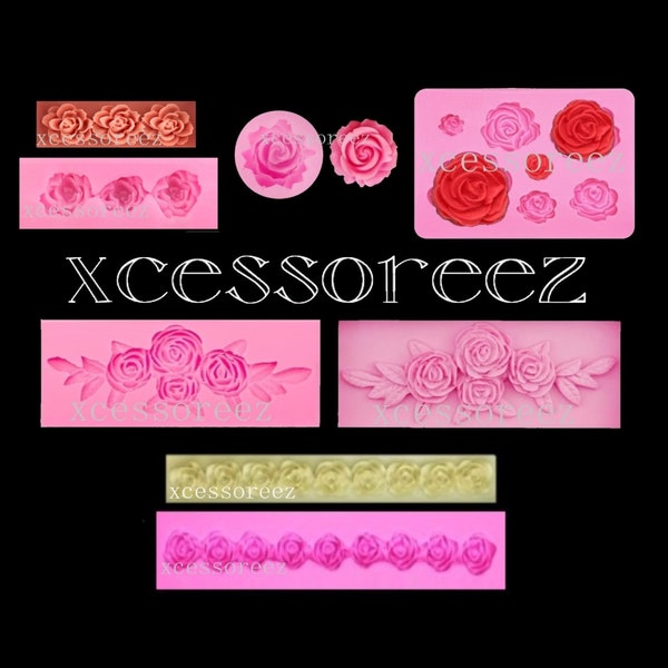 Food Grade Silicone ROSE Molds & Borders for Fondant, Gumpaste, Chocolate, Casting Crafts, ect.