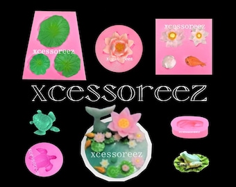 Food Grade 3pc Pond Set, Small Turtle, Frog for Sugar or Casting Crafts. Diamond Edge Dish, Mermaid Tail, Pond Fillers for Crafts ONLY.