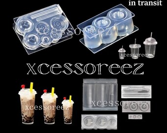3D Silicone Dollhouse Miniature "TO GO CUPS" Molds 3 Sizes w/Lids and Straws, 2 styles available on this listing.