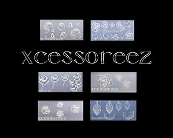 Asst Silicone ROSES & Leaf Nail Molds: Rose Bud, Long Stem, Asst w/Leaves, 4 Mini Roses and Rose Leaves for Jewelry, Dollhouse, ect.