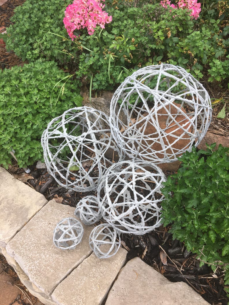 Concrete orb garden spheres. Etsy