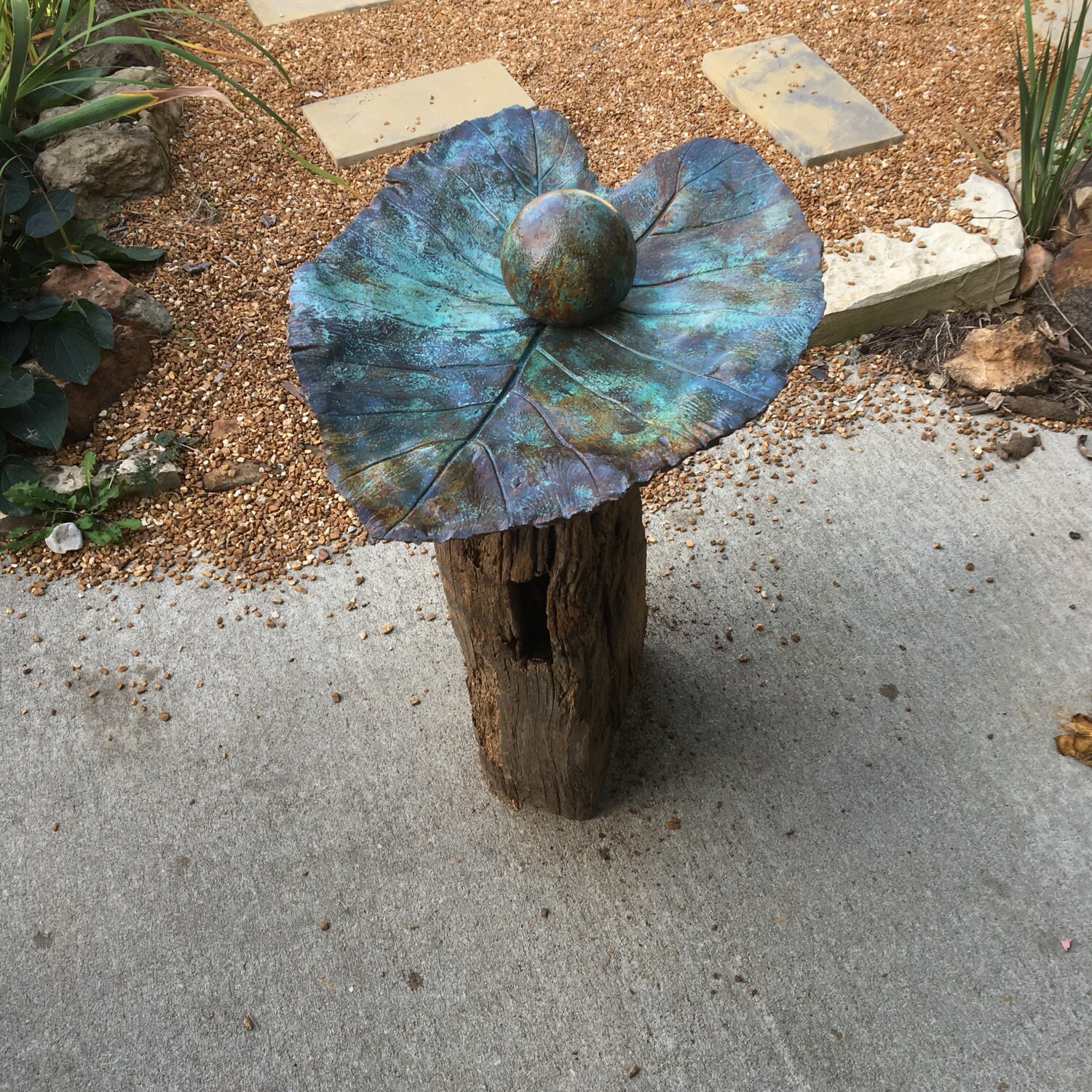 Elephant Ear Cast Birdbath With Base. - Etsy