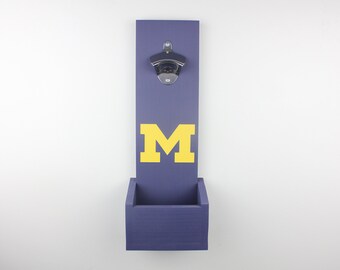 Birthday Gift University of Michigan Wolverine colors,U of M gift for sports fan Pocket Dump Bowl Handmade unique gift Key Basket