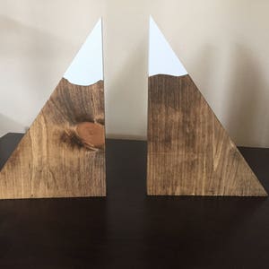 Large Set of Mountain Bookends, Wood Mountain Bookends / Wood Bookends / Mountain Decor / Snow Peak Bookends / Mountain Peak Bookends image 1