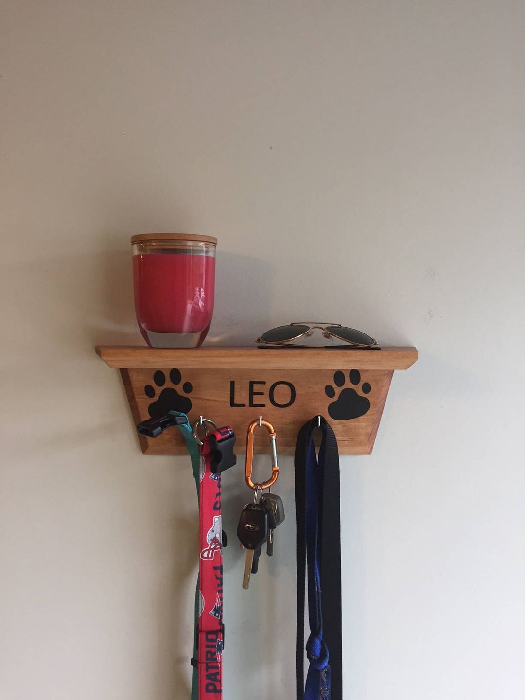 Dog Leash Holder Shelf, Dog Leash Hanger, Personalized Dog Leash Holder