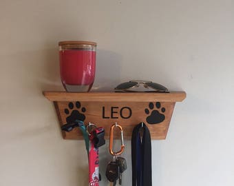 Dog Leash Holder Shelf, Dog Leash Hanger, Personalized Dog Leash Holder, Custom Dog Leash Holder, Wood Dog Leash Hanger, Dog Leash Storage