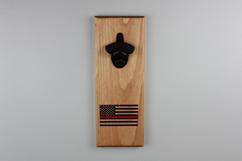 Wall Mount Bottle Opener Wedding Gift Fire Department Hanging Bottle Opener Man Cave Thin Red Line Hanging Bottle Opener Groomsmen Gift
