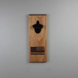 Thin Red Line Hanging Bottle Opener, Fire Department Hanging Bottle Opener, Wall Mount Bottle Opener, Wedding Gift, Groomsmen Gift, Man Cave